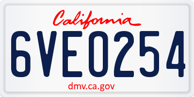 CA license plate 6VEO254