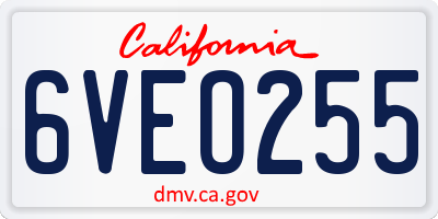 CA license plate 6VEO255