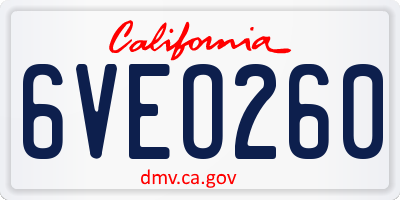 CA license plate 6VEO260