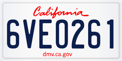 CA license plate 6VEO261