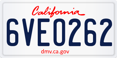 CA license plate 6VEO262