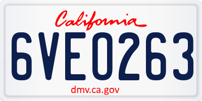 CA license plate 6VEO263
