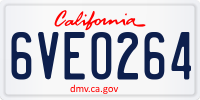 CA license plate 6VEO264