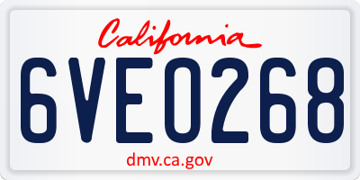 CA license plate 6VEO268