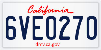 CA license plate 6VEO270