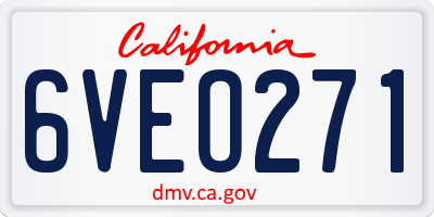 CA license plate 6VEO271