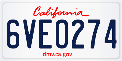 CA license plate 6VEO274