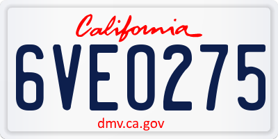 CA license plate 6VEO275