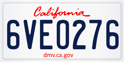 CA license plate 6VEO276