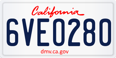 CA license plate 6VEO280