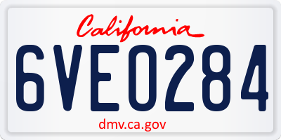 CA license plate 6VEO284