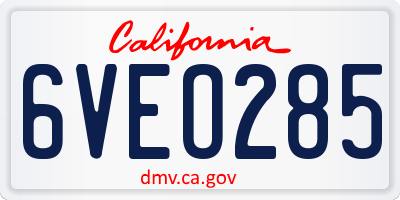 CA license plate 6VEO285