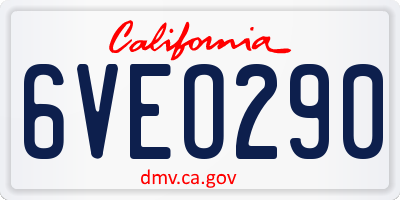 CA license plate 6VEO290