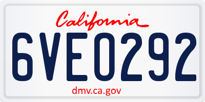 CA license plate 6VEO292