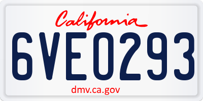CA license plate 6VEO293