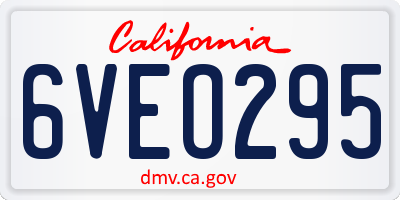 CA license plate 6VEO295