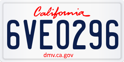 CA license plate 6VEO296