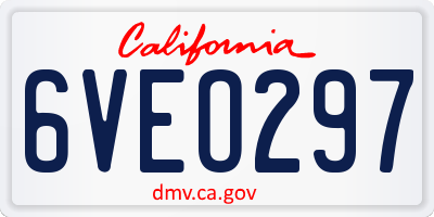 CA license plate 6VEO297