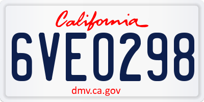 CA license plate 6VEO298