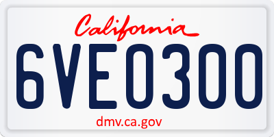 CA license plate 6VEO300
