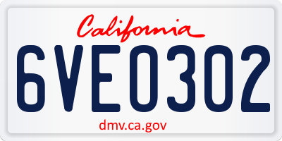 CA license plate 6VEO302