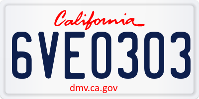 CA license plate 6VEO303
