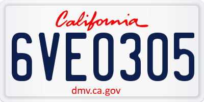 CA license plate 6VEO305