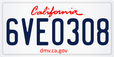 CA license plate 6VEO308