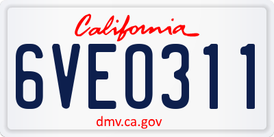 CA license plate 6VEO311