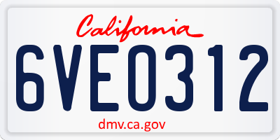 CA license plate 6VEO312