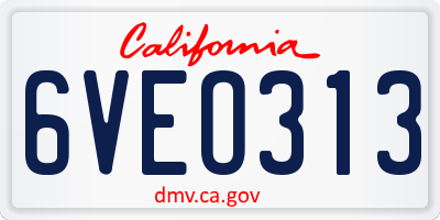 CA license plate 6VEO313