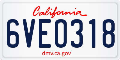 CA license plate 6VEO318