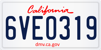 CA license plate 6VEO319