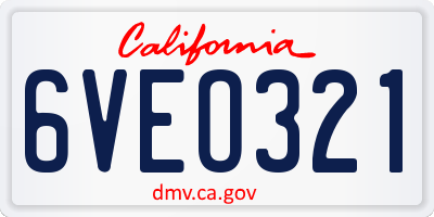 CA license plate 6VEO321