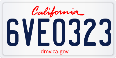 CA license plate 6VEO323
