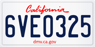 CA license plate 6VEO325