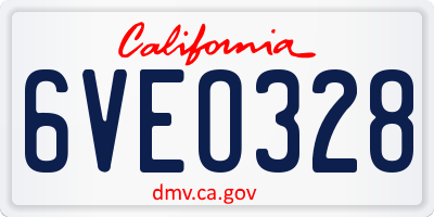 CA license plate 6VEO328