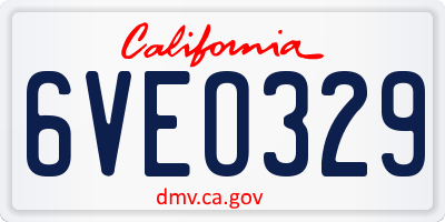 CA license plate 6VEO329