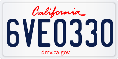 CA license plate 6VEO330