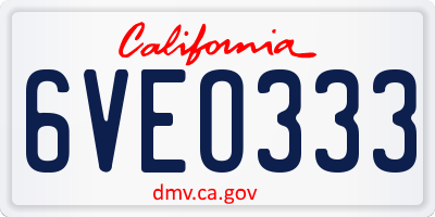 CA license plate 6VEO333