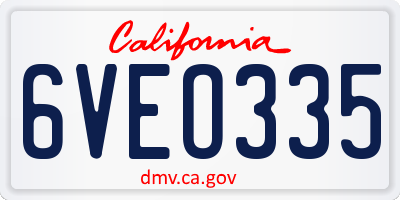 CA license plate 6VEO335
