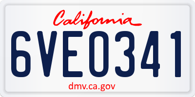 CA license plate 6VEO341