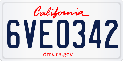 CA license plate 6VEO342