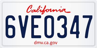 CA license plate 6VEO347