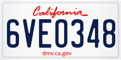 CA license plate 6VEO348