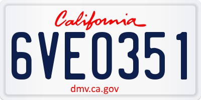 CA license plate 6VEO351