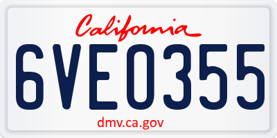 CA license plate 6VEO355