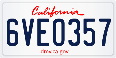 CA license plate 6VEO357
