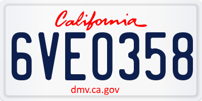 CA license plate 6VEO358