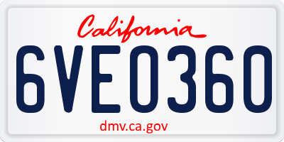 CA license plate 6VEO360